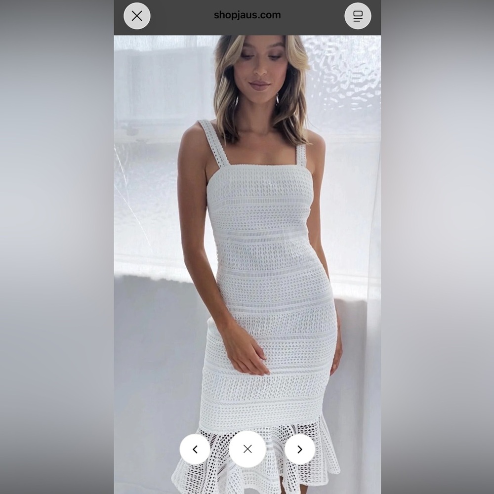 Chic White Crochet Midi Dress